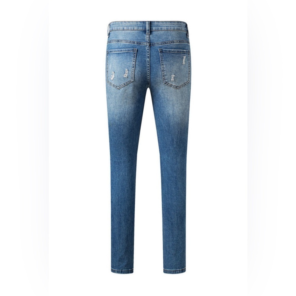 Sequin Star Patriotic Patch Distressed Denim Jeans - Picture 3 of 4